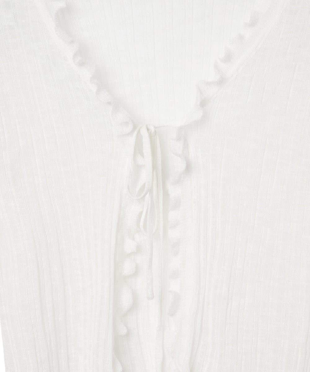 フリルデザインリボンカーデ