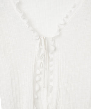 フリルデザインリボンカーデ