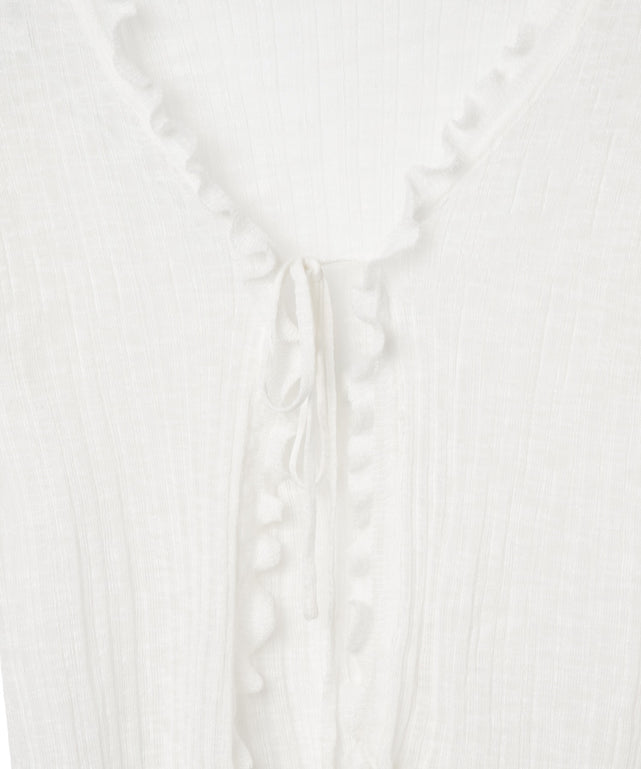 フリルデザインリボンカーデ