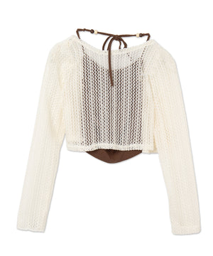 ビーズデザインキャミSETメッシュカーデ