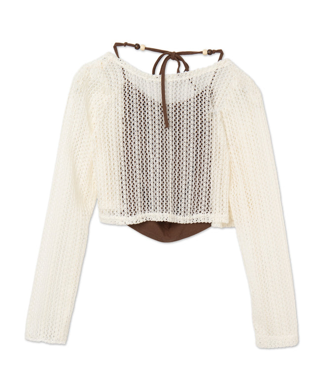 ビーズデザインキャミSETメッシュカーデ