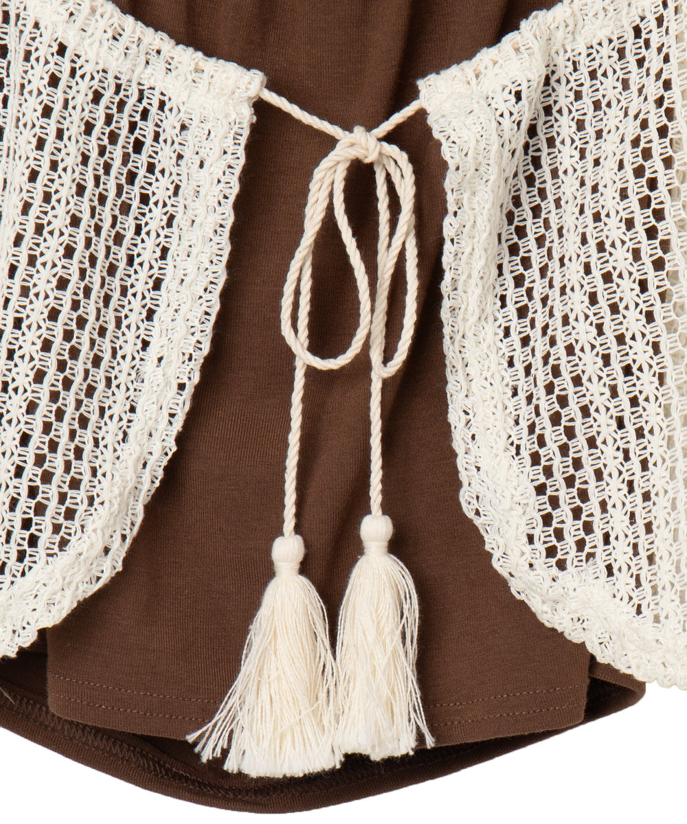 ビーズデザインキャミSETメッシュカーデ