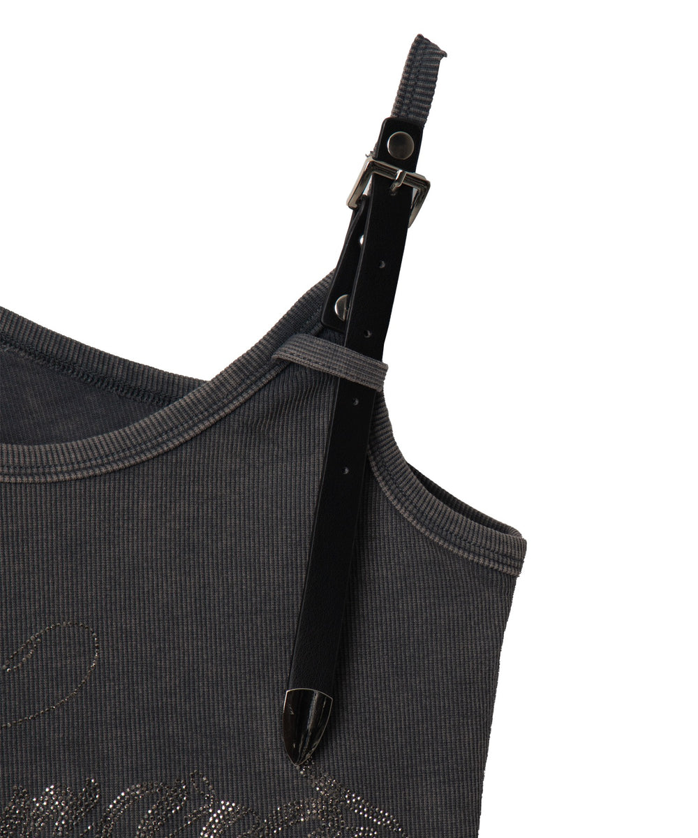 ショルダーストラップラインストーンタンク