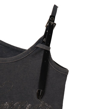 ショルダーストラップラインストーンタンク