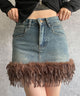 フリンジファーミニスカパン/デニム　モデル:155cm F着用