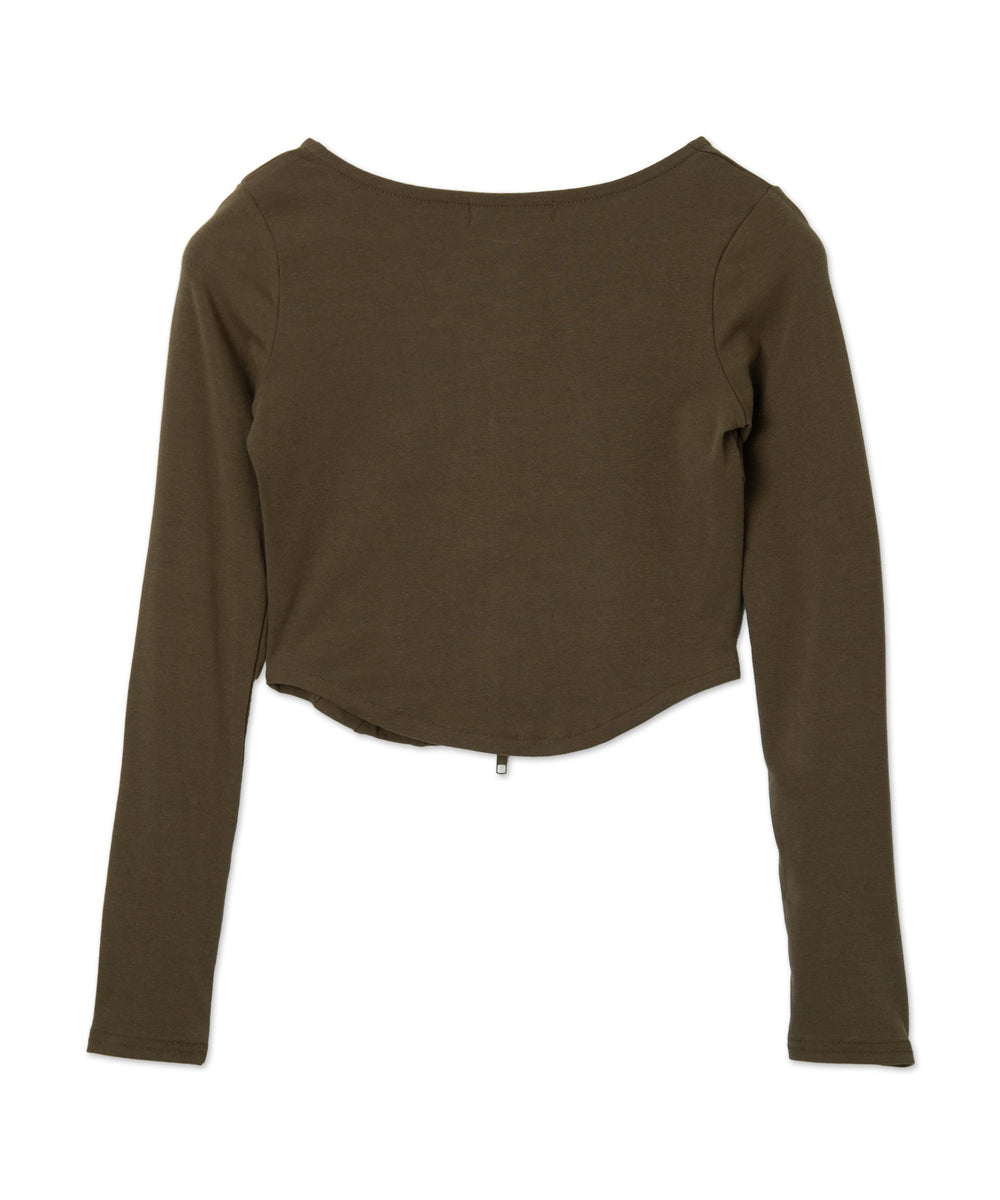 WジップカーブヘムスリーブロンT