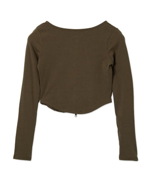 WジップカーブヘムスリーブロンT