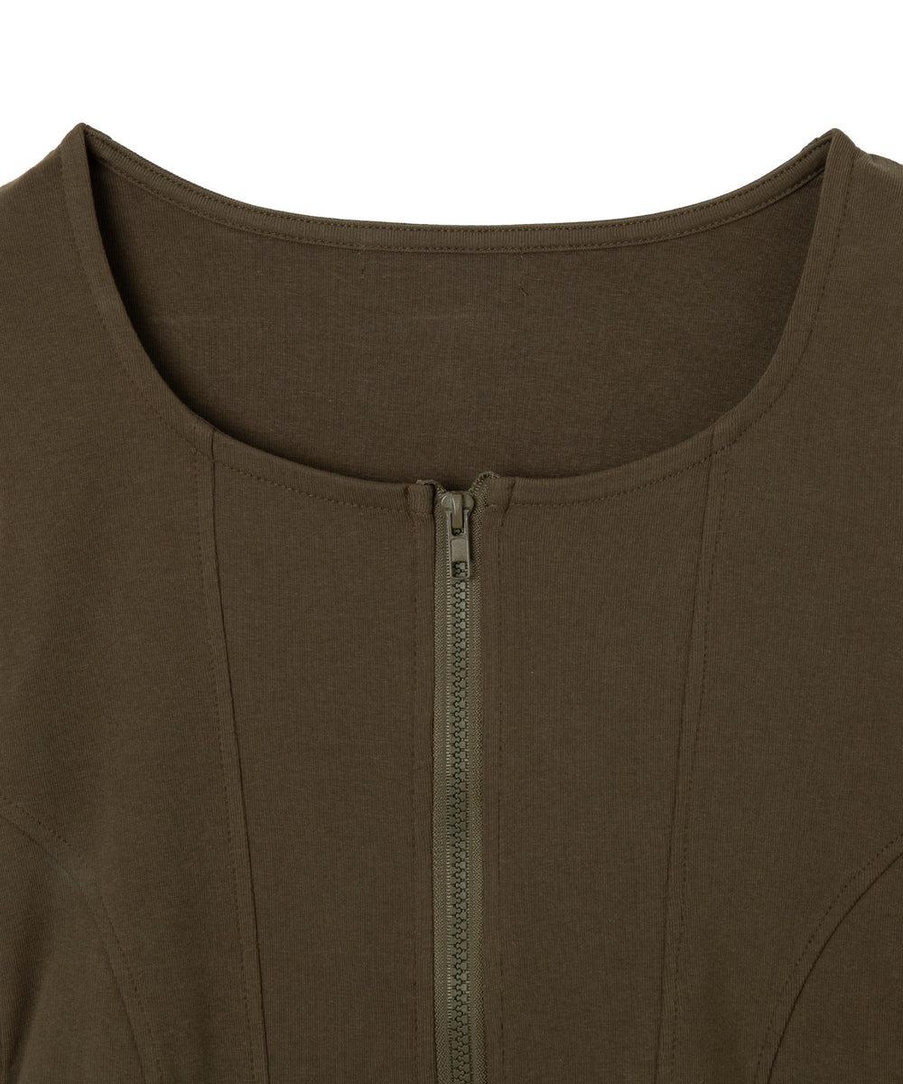 WジップカーブヘムスリーブロンT