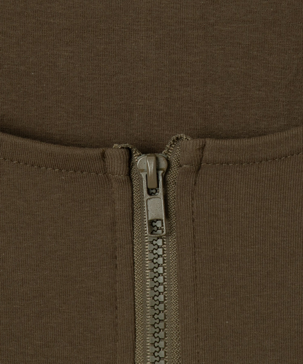 WジップカーブヘムスリーブロンT