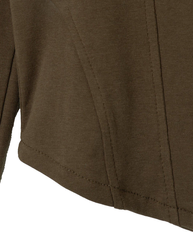 WジップカーブヘムスリーブロンT