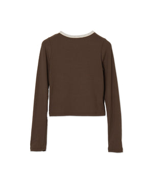 ヘンリーVネックボタンリブロンT