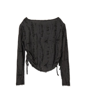 サイドギャザースターダメージトップス