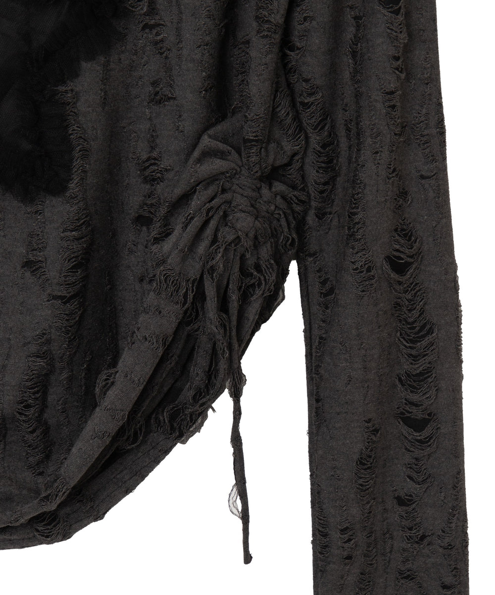 サイドギャザースターダメージトップス