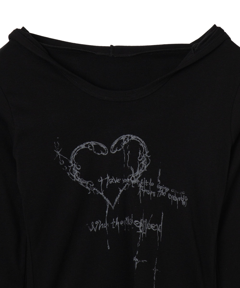 ハートグラフィックフードトップス