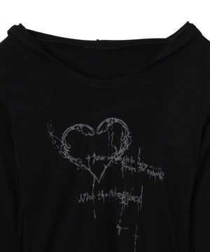 ハートグラフィックフードトップス