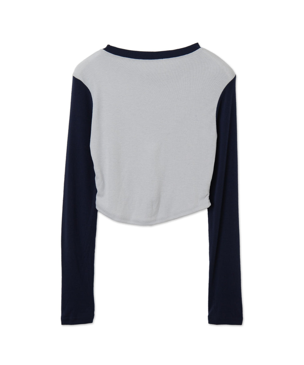 BBB2トーンカラースリーブトップス