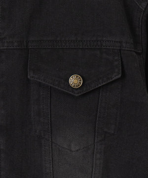 Wジップクロップドバイカーデニムジャケット