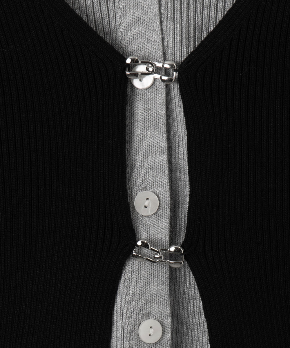 ブローチ付きフロントフックカーデイガン