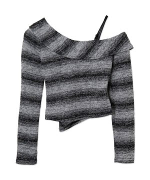 ストラップショルダーボーダーニット