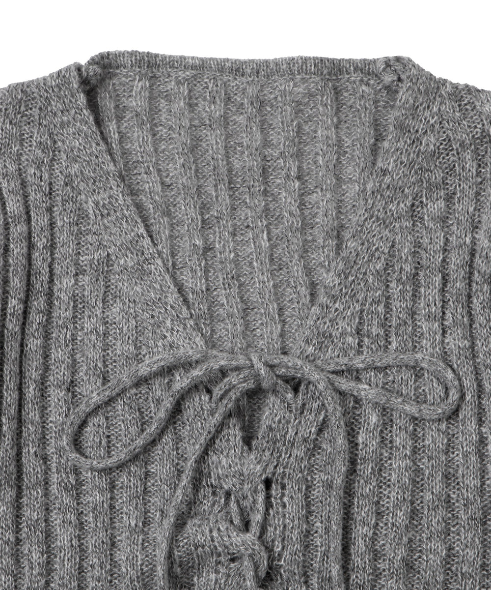 フロントレースアップニット