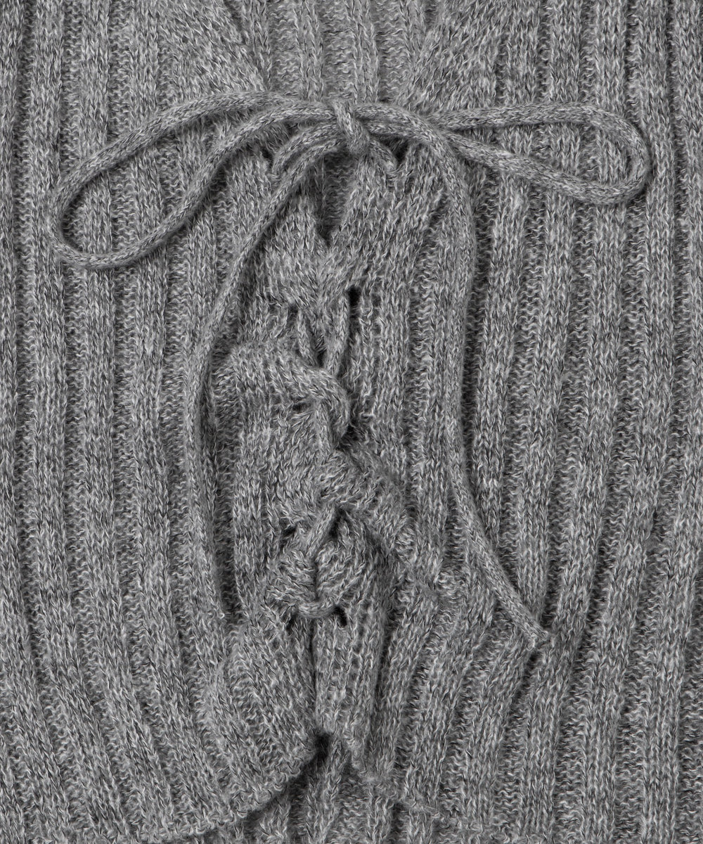 フロントレースアップニット