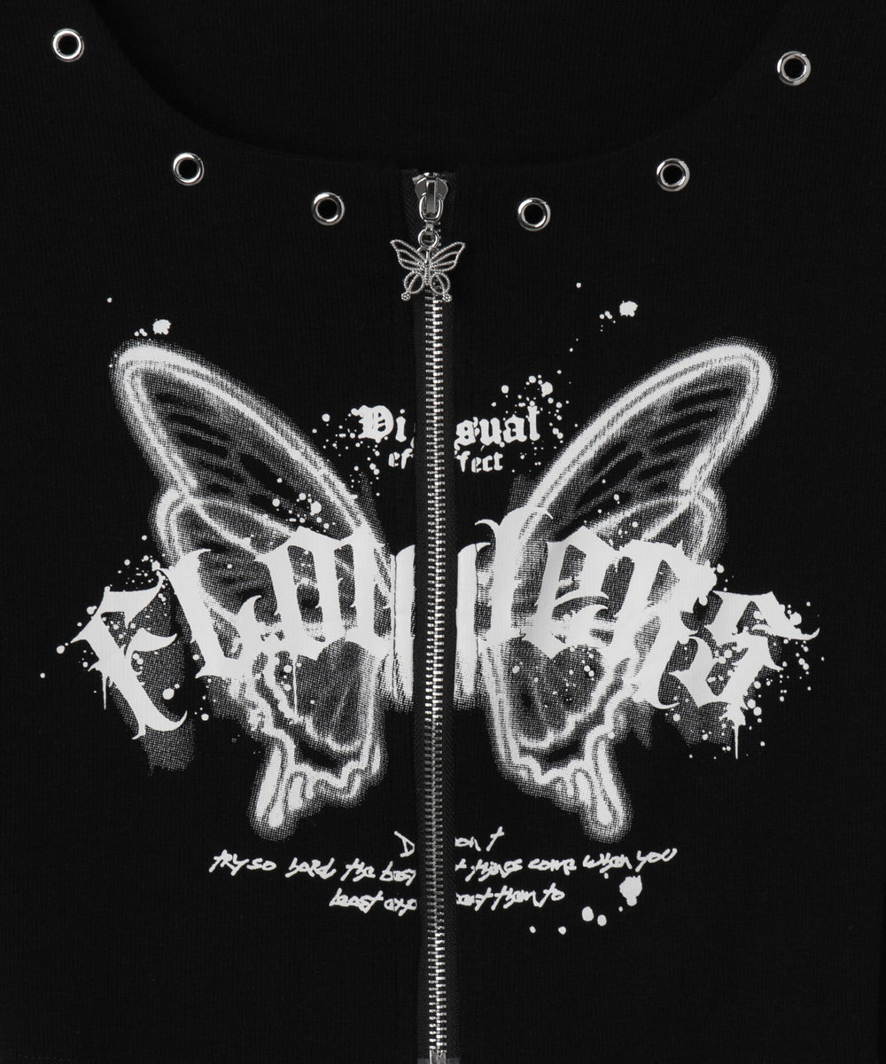 バタフライアイレットWジップトップス