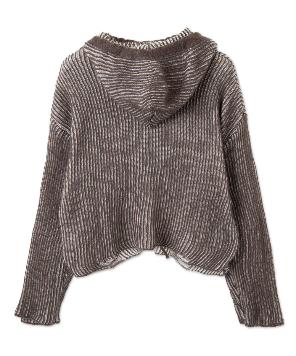 カーブヘムリブニットZIPパーカー