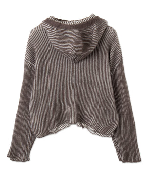 カーブヘムリブニットZIPパーカー