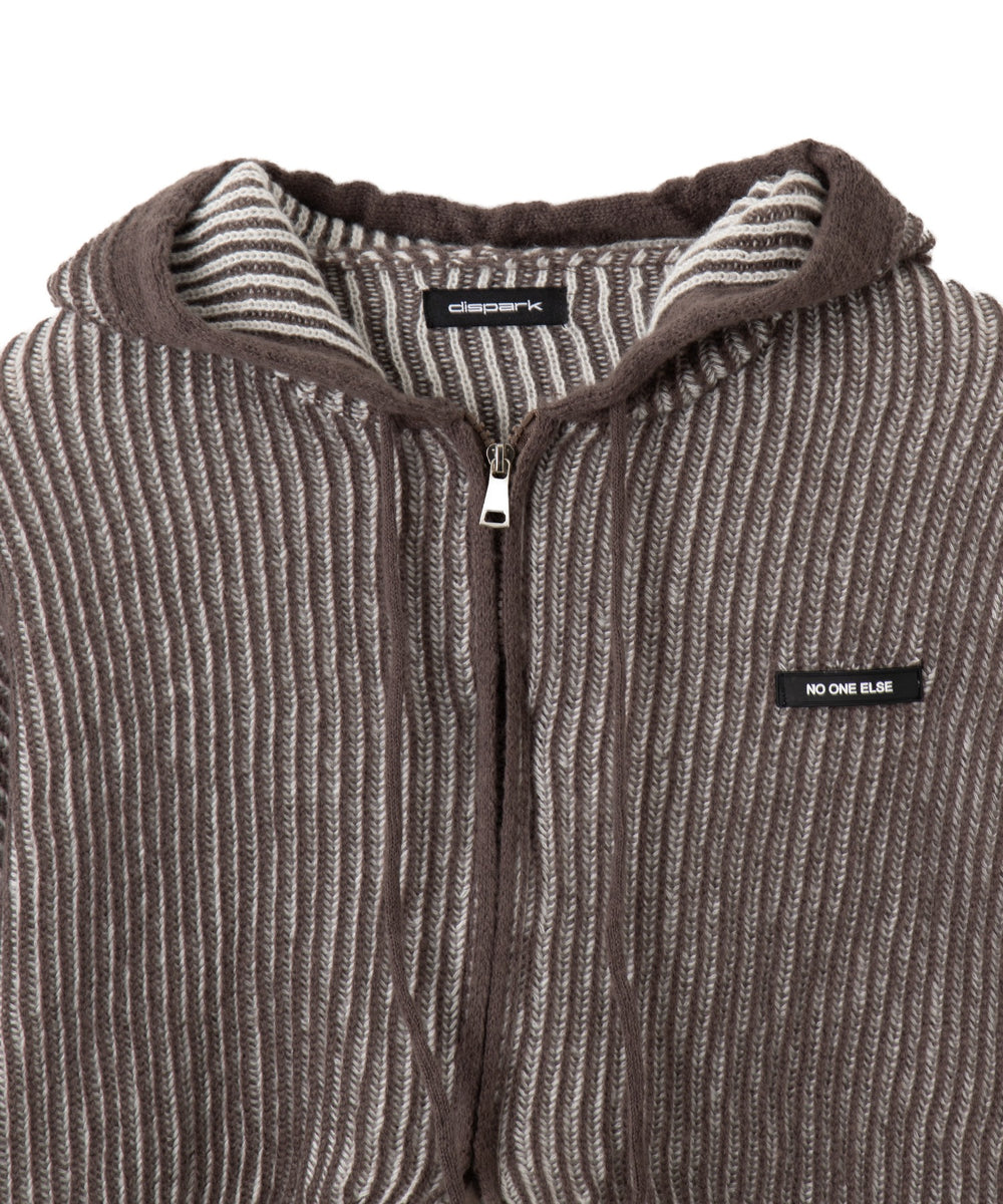 カーブヘムリブニットZIPパーカー