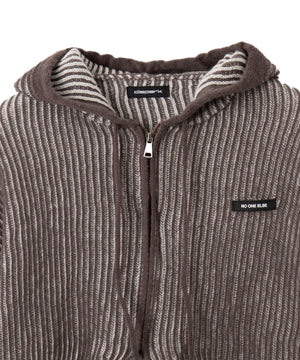 カーブヘムリブニットZIPパーカー