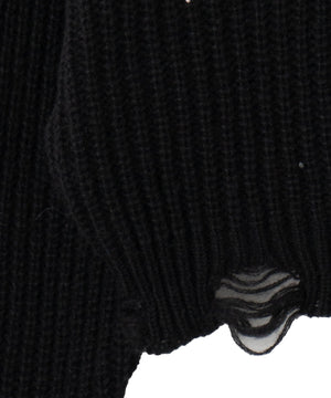 刺繍ダメージニットWZIPパーカー