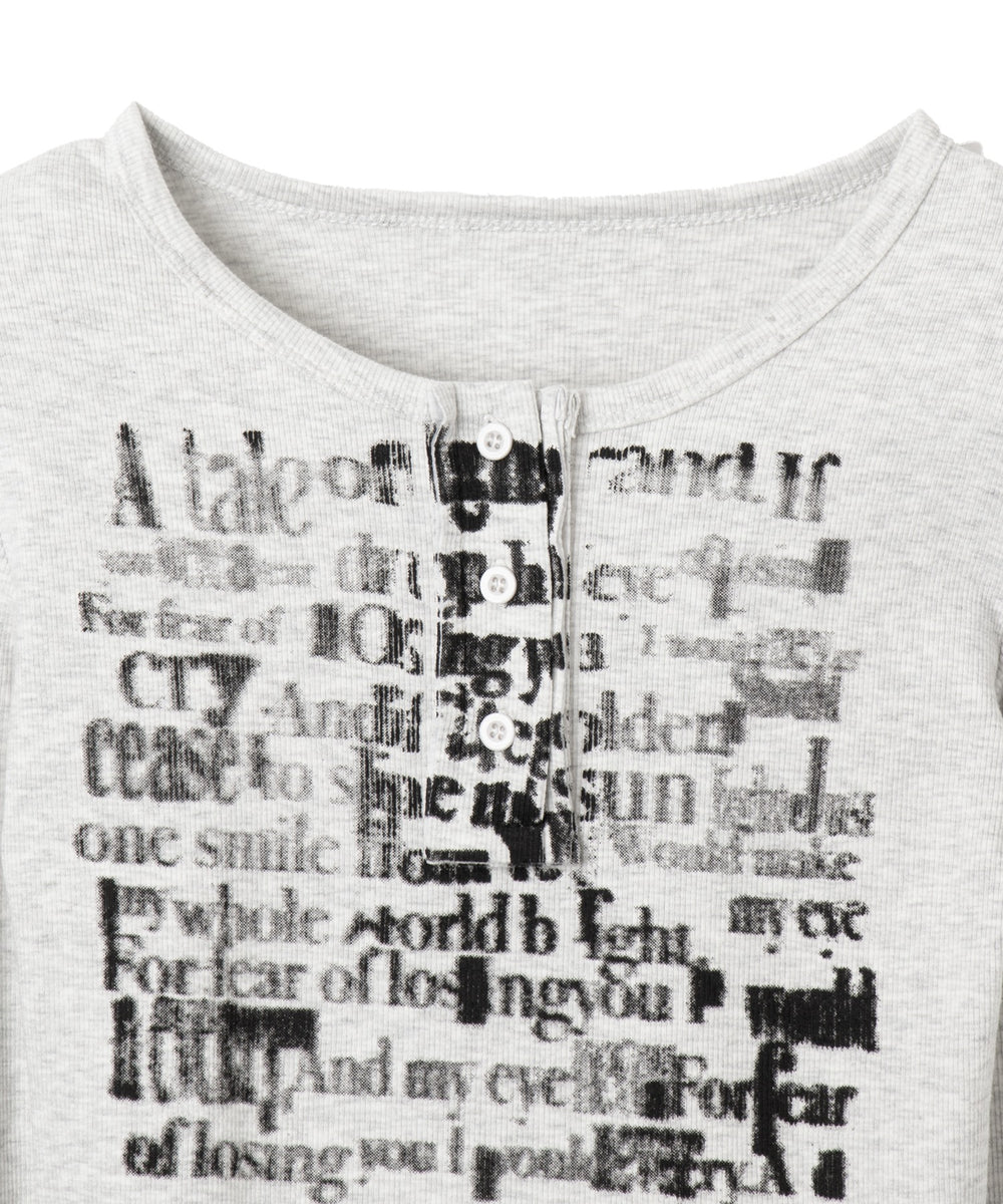 ヘンリーネックグラフィックピチトップス