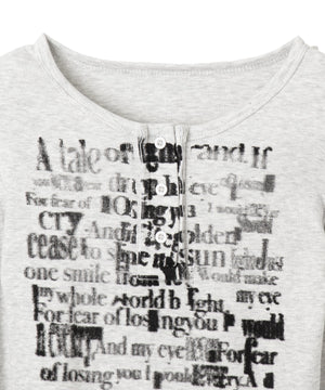 ヘンリーネックグラフィックピチトップス