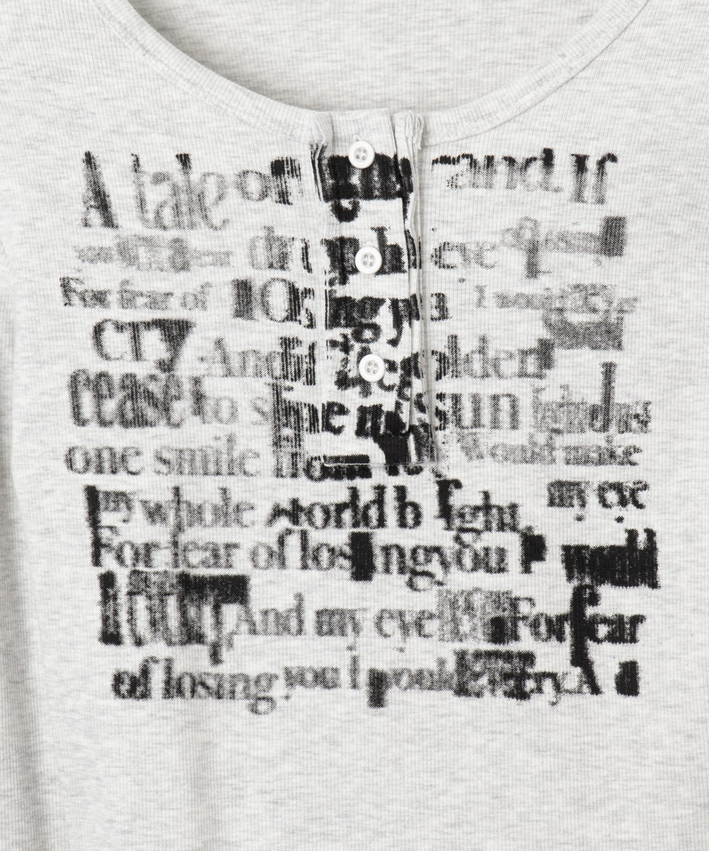 ヘンリーネックグラフィックピチトップス