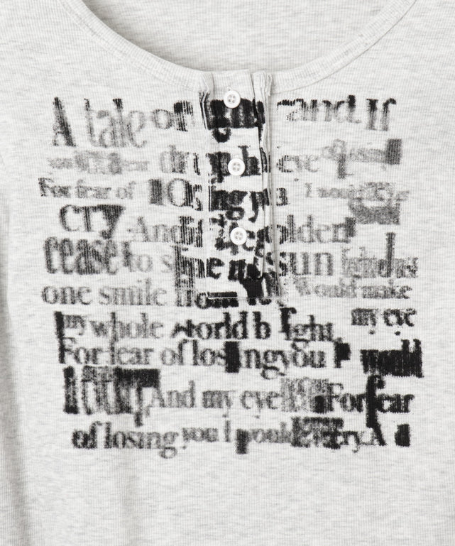 ヘンリーネックグラフィックピチトップス