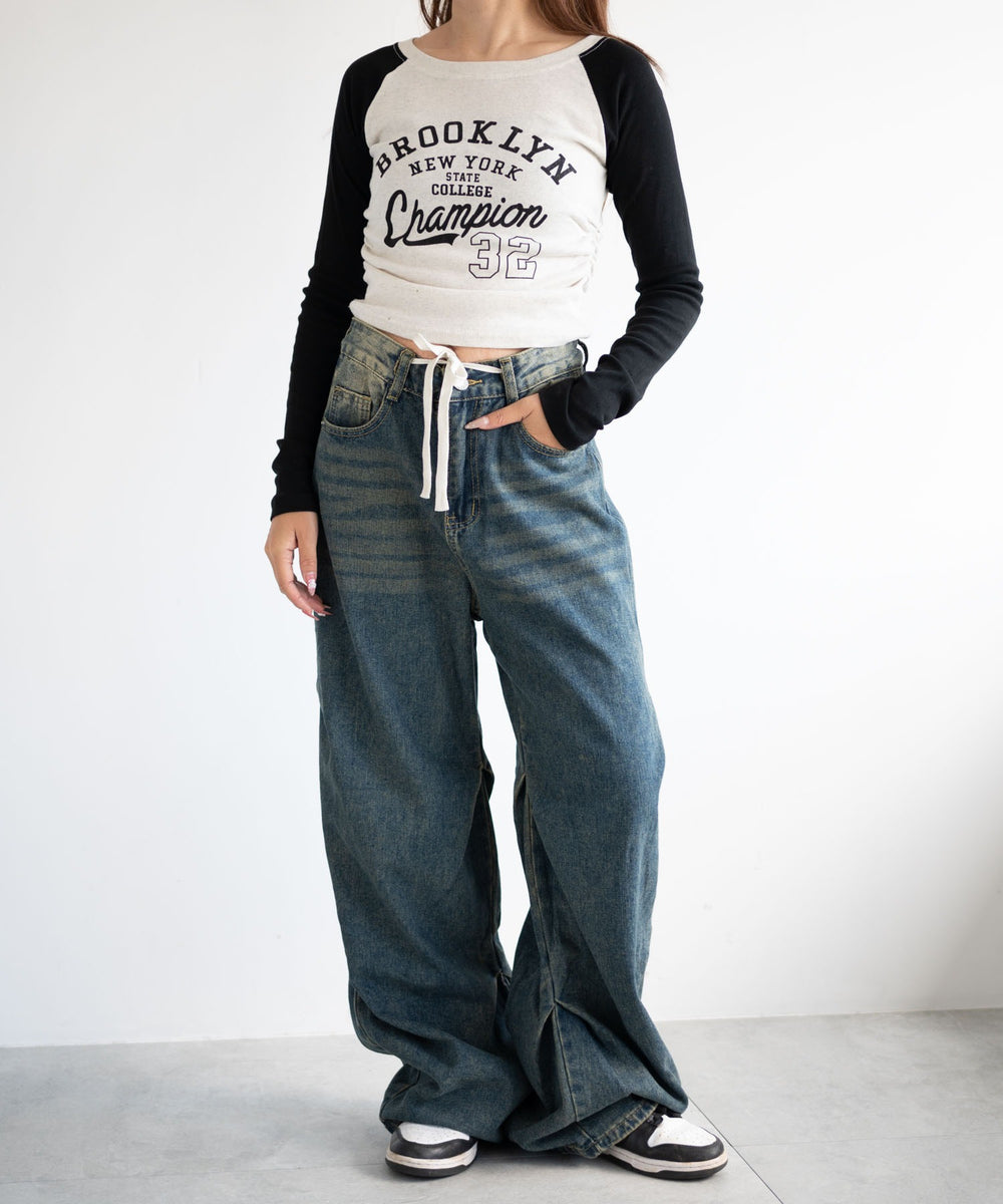 デニム中濃　モデル:155cm M着用