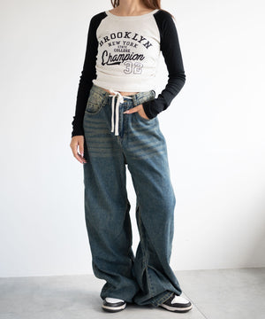 デニム中濃　モデル:155cm M着用