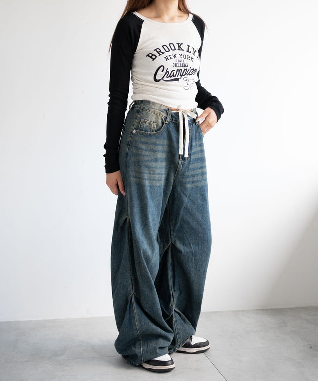 デニム中濃　モデル:155cm M着用