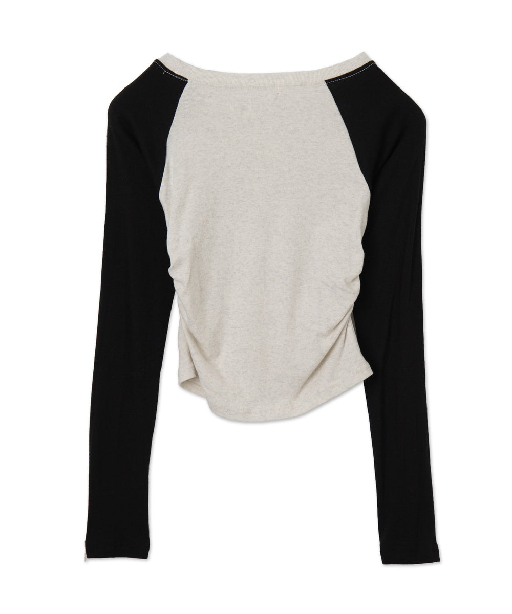 サイドギャザーカレッジラグラン