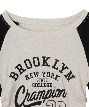 サイドギャザーカレッジラグラン