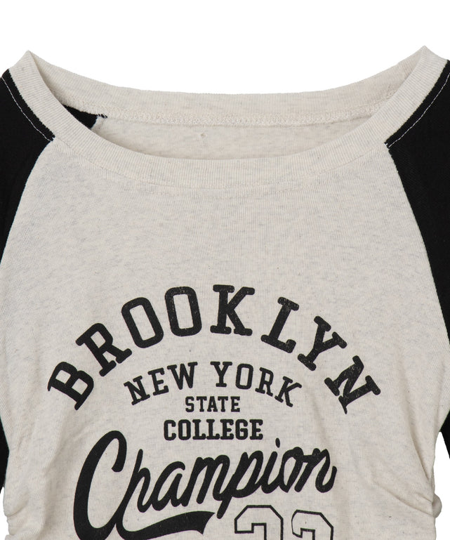 サイドギャザーカレッジラグラン