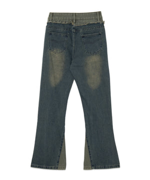 ウエスト切替デザインフレアデニム