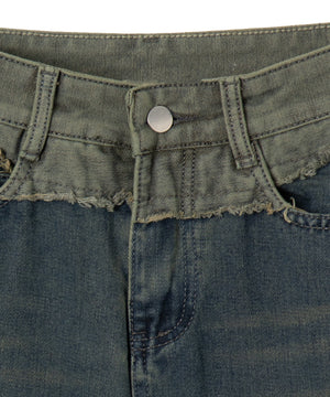 ウエスト切替デザインフレアデニム