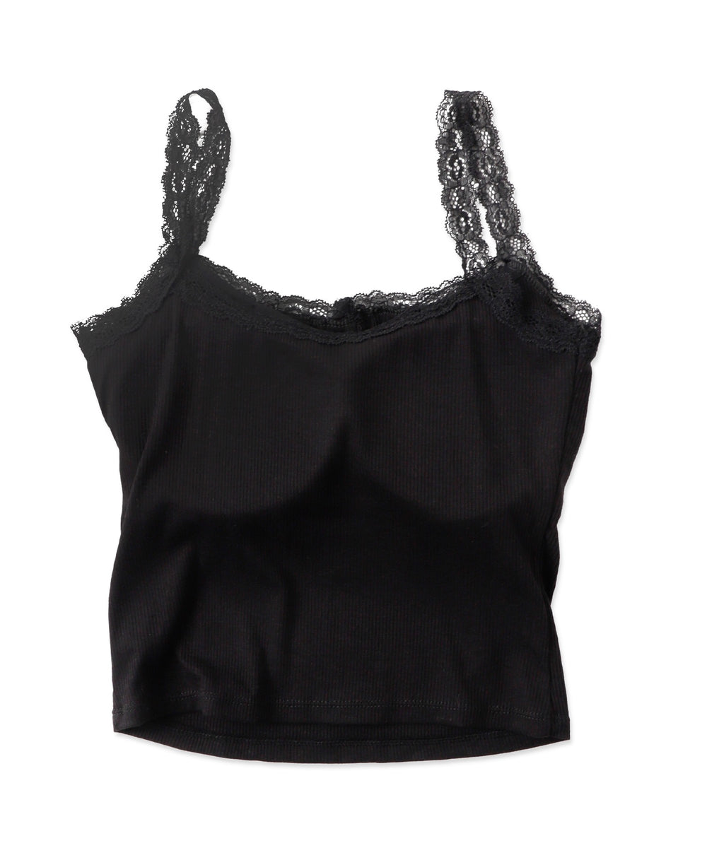 パット付きフロントボタンレースキャミ