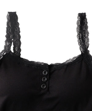 パット付きフロントボタンレースキャミ