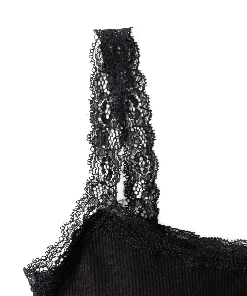 パット付きフロントボタンレースキャミ