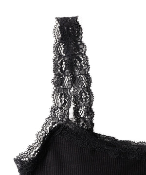 パット付きフロントボタンレースキャミ