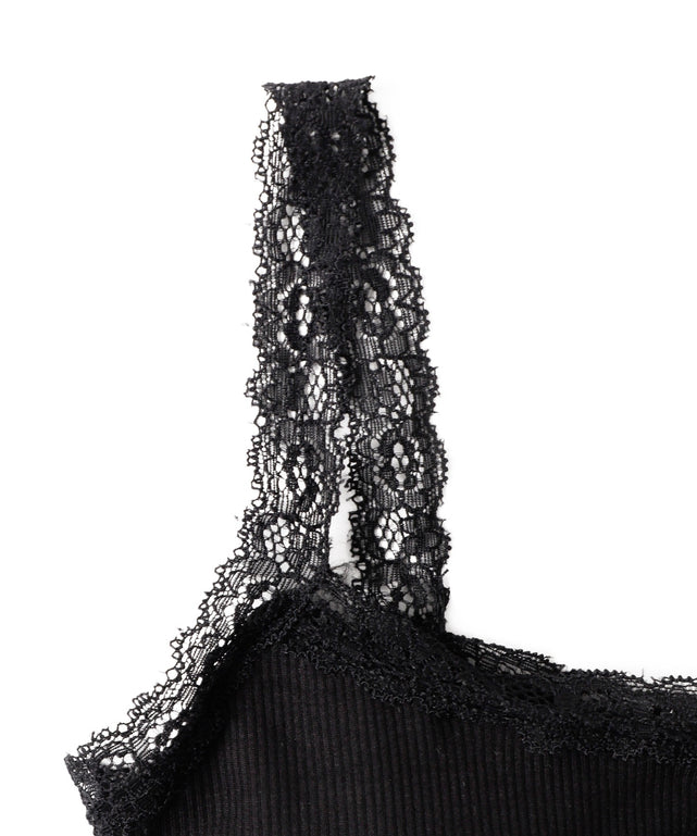 パット付きフロントボタンレースキャミ