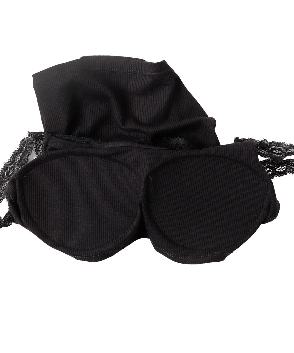 パット付きフロントボタンレースキャミ