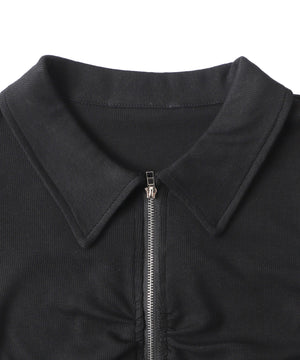 フロントギャザーWジップT